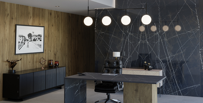 Столешница из керамогранита Marquina Black 324x162x12(+) Velvet фото №2
