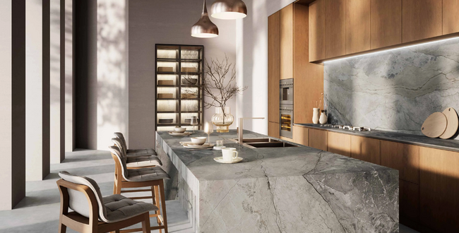 Столешница из керамогранита Mystic Silver 320x160x6(+) Polished фото №2