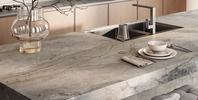 Столешница из керамогранита Mystic Silver 324x162x12(+) Polished фото №3