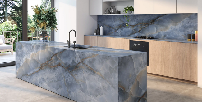 Porcelain stoneware Onice Blue 324x162x6(+) Polished фото №3